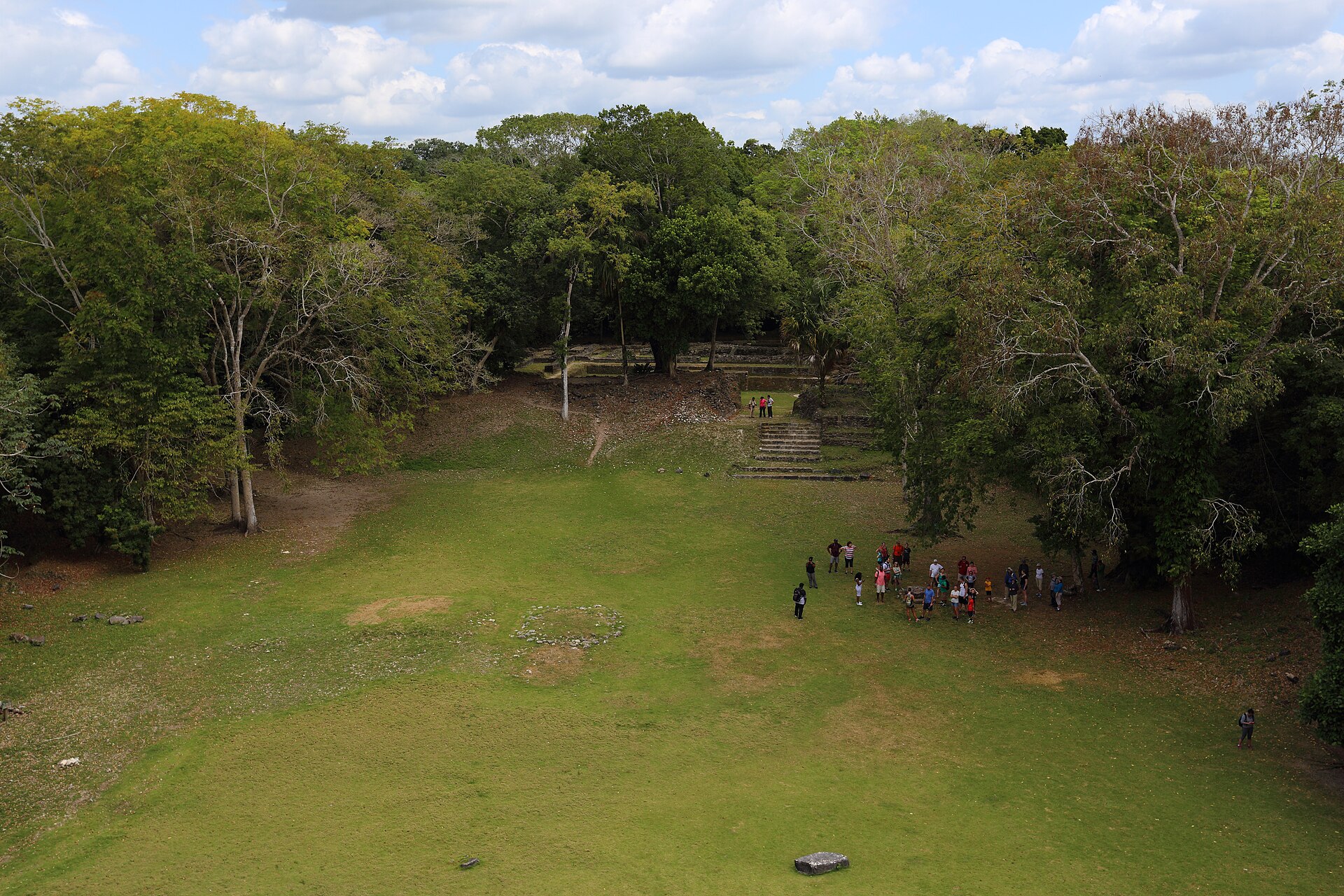 Lamanai Mayan archaeological site in Belize reached by river boat on a cruise passenger eco adventure shore excursion